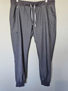 Figs Zamora Women's Graphite Gray Drawstring Jogger Pants with Utility Pocket XL